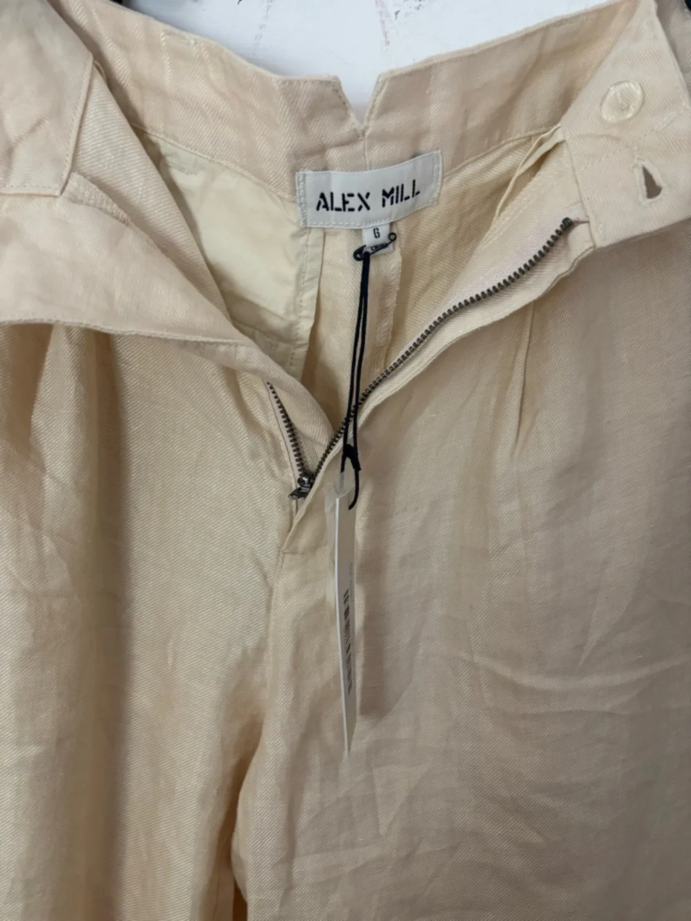 Alex Mill Cream Straight-Leg Linen Pants - Picture 2 of 6